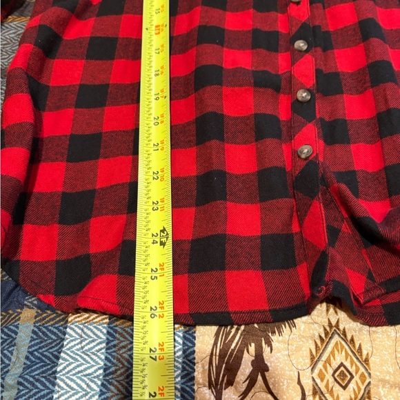 Maurices L Red and Black Button-Down Flannel Shirt women’s - Picture 7 of 8